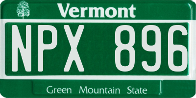 VT license plate NPX896