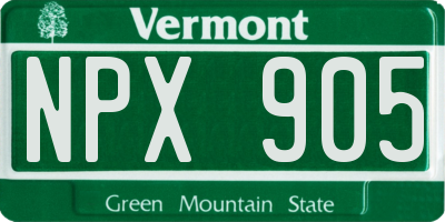 VT license plate NPX905
