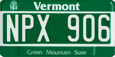 VT license plate NPX906