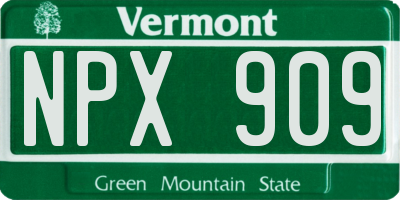 VT license plate NPX909