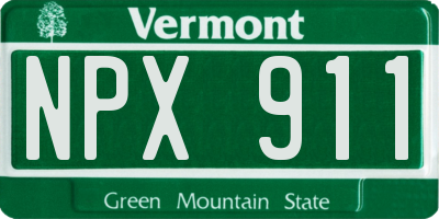 VT license plate NPX911