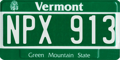 VT license plate NPX913
