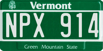 VT license plate NPX914
