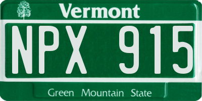 VT license plate NPX915