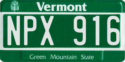 VT license plate NPX916