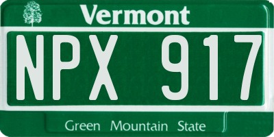 VT license plate NPX917
