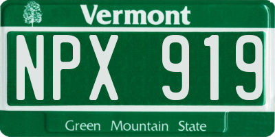VT license plate NPX919