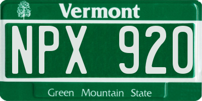 VT license plate NPX920