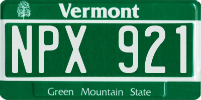 VT license plate NPX921