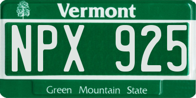 VT license plate NPX925