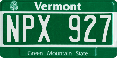 VT license plate NPX927
