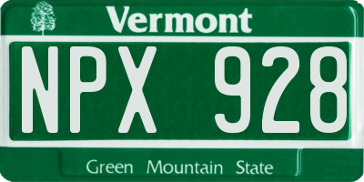 VT license plate NPX928
