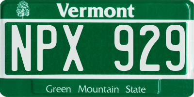 VT license plate NPX929