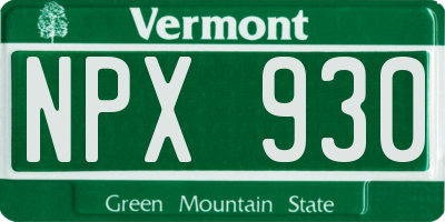 VT license plate NPX930
