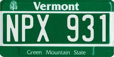 VT license plate NPX931