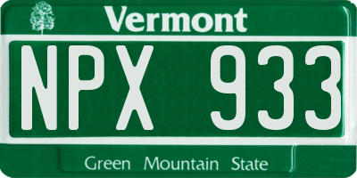 VT license plate NPX933