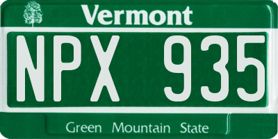 VT license plate NPX935