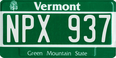 VT license plate NPX937
