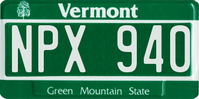 VT license plate NPX940
