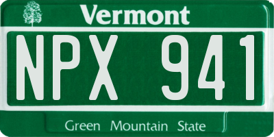 VT license plate NPX941