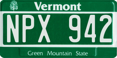 VT license plate NPX942