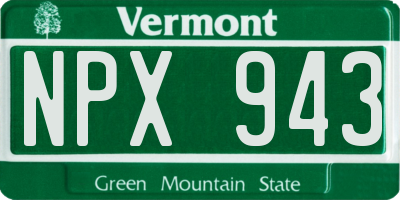 VT license plate NPX943