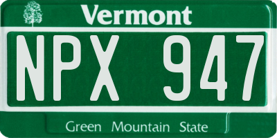 VT license plate NPX947