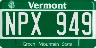VT license plate NPX949