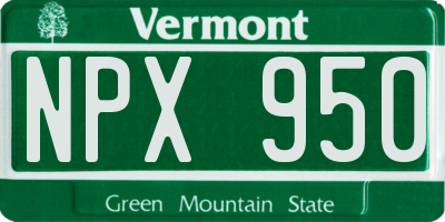 VT license plate NPX950