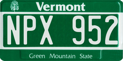 VT license plate NPX952