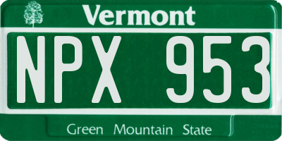 VT license plate NPX953