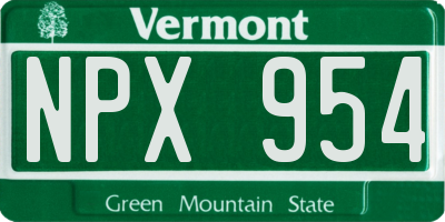 VT license plate NPX954