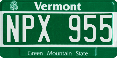 VT license plate NPX955