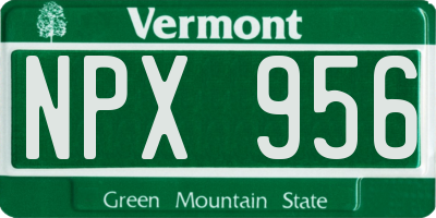 VT license plate NPX956