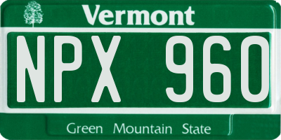 VT license plate NPX960