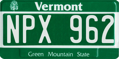 VT license plate NPX962