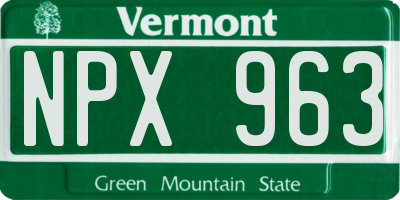VT license plate NPX963