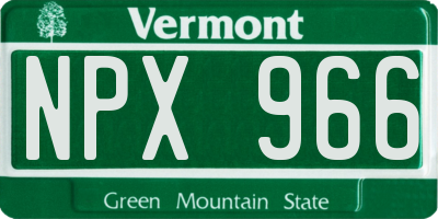 VT license plate NPX966
