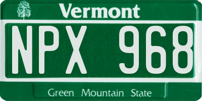 VT license plate NPX968