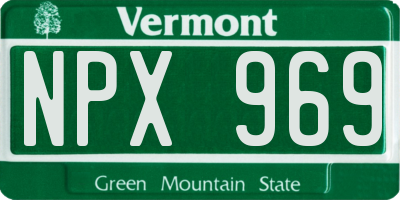 VT license plate NPX969
