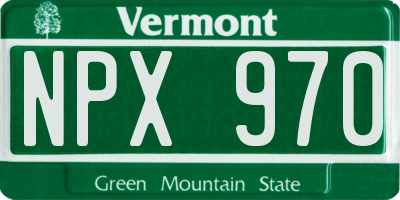 VT license plate NPX970