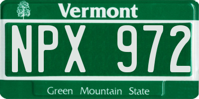 VT license plate NPX972