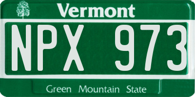 VT license plate NPX973