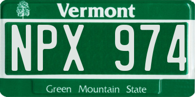 VT license plate NPX974