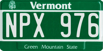 VT license plate NPX976
