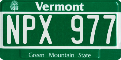 VT license plate NPX977