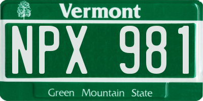 VT license plate NPX981