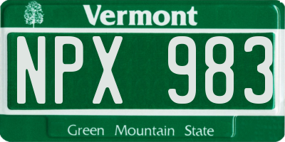 VT license plate NPX983
