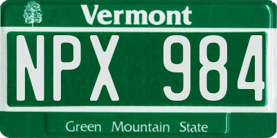 VT license plate NPX984