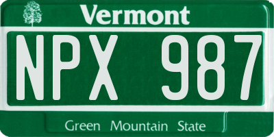 VT license plate NPX987
